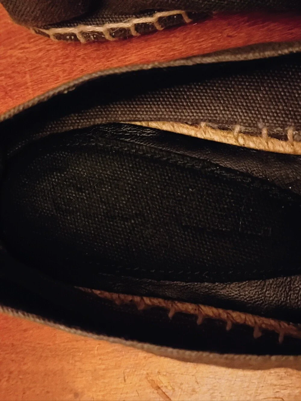 CHANEL Gray and Black Espadrille Flats with Logo Appliqué
